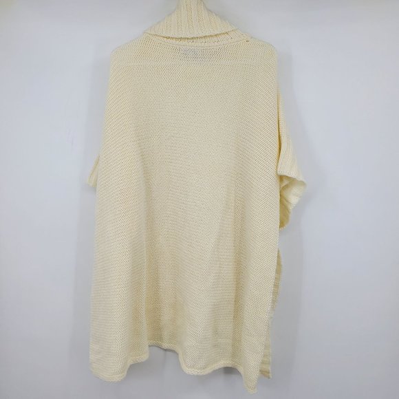 NWT Loft Ann Taylor Cream Oversized Cable Knit Poncho Sweater M / Large - Picture 3 of 11